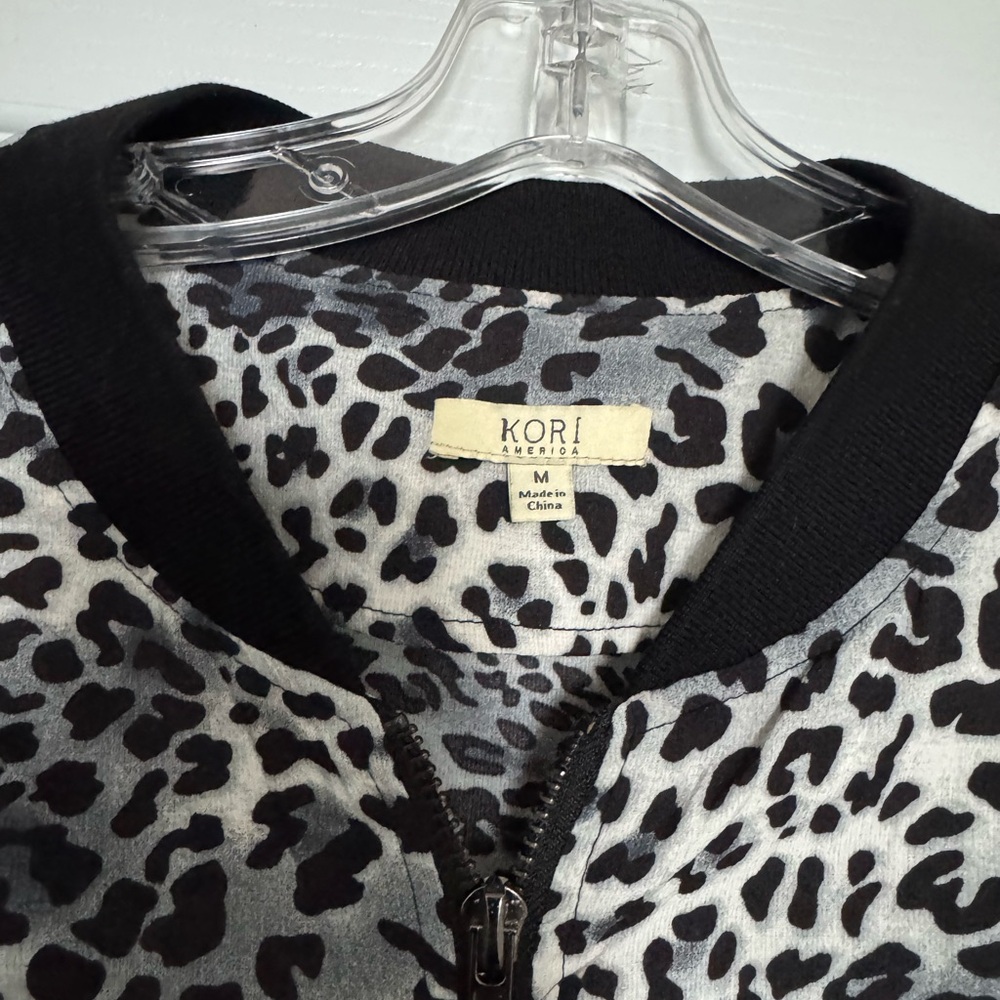 Kori Black and White Leopard Bomber Jacket - Picture 2 of 4